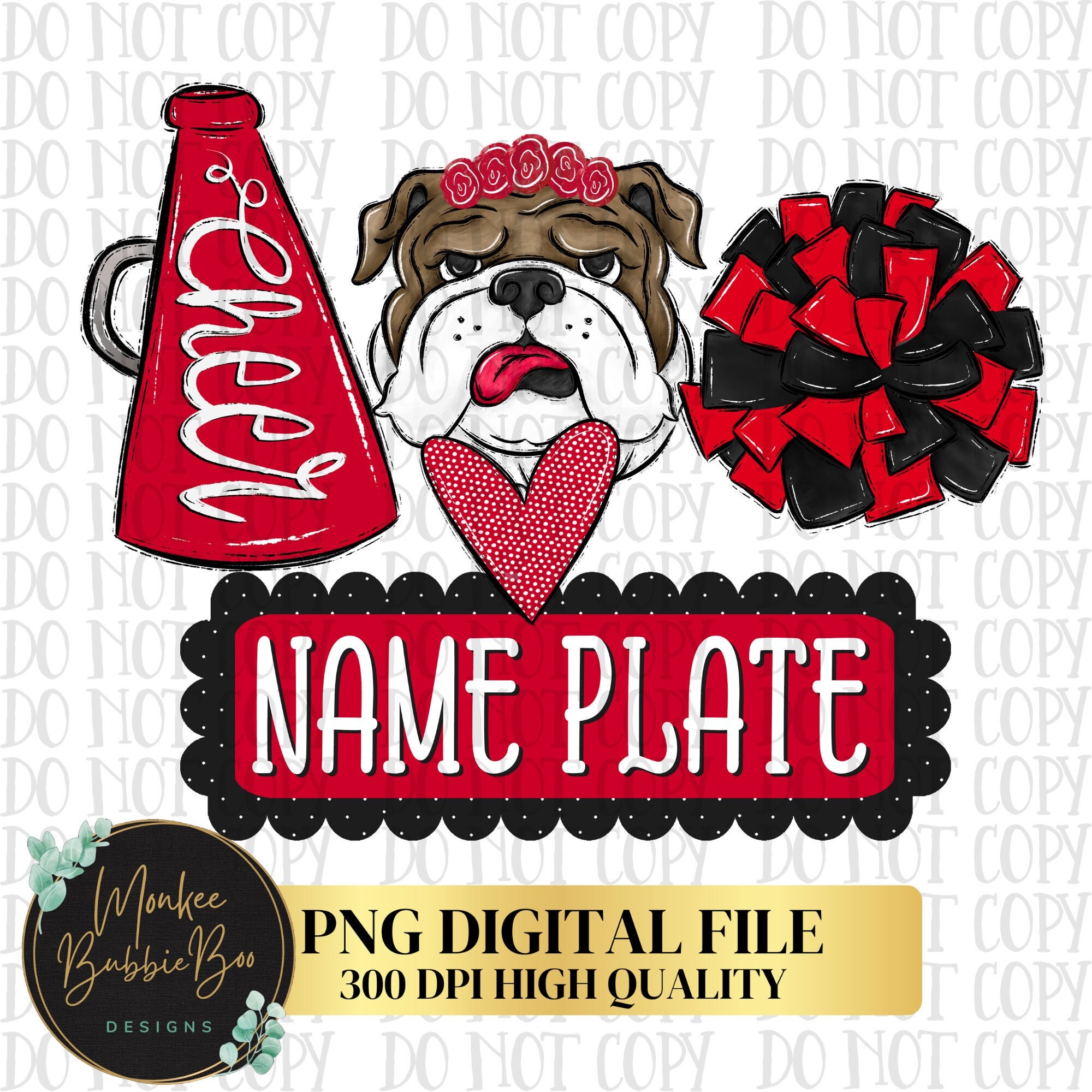 BLANK Game Day PNG, Cute Cheerleader PNG, Bulldog Cheerleader Png, Shirt Design, Sublimation Design, Digital Download, Instant Download, png