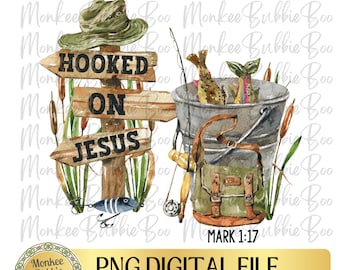 Hooked On Jesus Png, Boy Sublimation, Christian Shirt Png, Fishing, Little Boy Sublimation, Boy T-Shirt Design, Fishing Digital Download