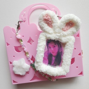 Fuzziez || Bunny Rabbit Furry Plushie Soft Photocard Holder Toploader