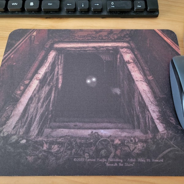 Mouse Pad ~ "Beneath the Stairs" ~ Original Artwork ~ Creepy, Ghostly, Spooky, Haunted House, Halloween