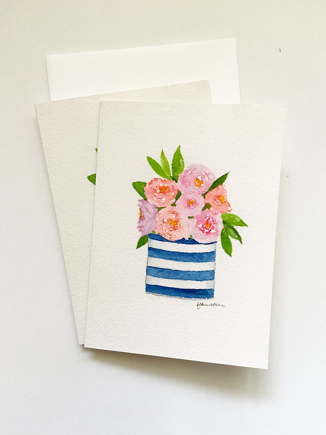 Watercolor Notecard, Peony Card, Original Art, Notecard Set, Watercolor ...