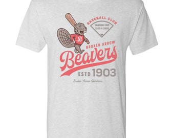 Retro Broken Arrow Beavers T-Shirt, Vintage Baseball Triblend