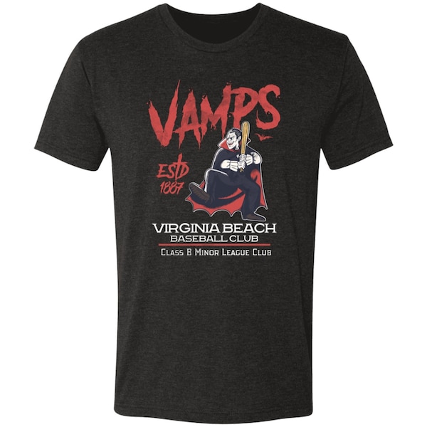 Virginia Beach Vamps Minor League Retro Baseball Team, Retro Minor League Baseball Shirt, Funny Dracula men's Triblend T-Shirt