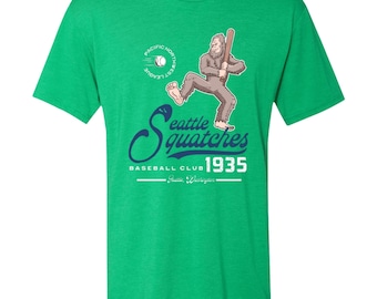 Seattle Squatches T-Shirt, Retro Bigfoot Baseball Triblend Tee