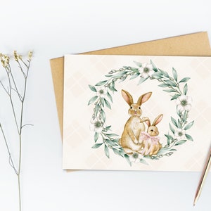 Ostern Schwangerschaft Ankündigung Postkarte - Ich bin schwanger digitaler download für Mann & Großeltern - Gender Neutral - Happy Mail - Bunny