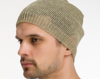 Summer beanie for men / Linen hat breathable / Lightweight beanie