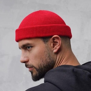 Fisherman beanie / Trawler hat / Docker cap / Cotton beanie  / Knitted handmade hat
