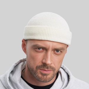 Man beanie light blue / Trawler hat / Fishermanbeanie / Docker cap / Lightweight & breathable beanie  / Knitted handmade hat
