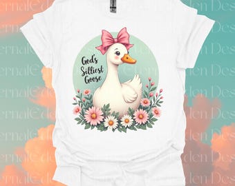 Bóg najgłupsza gęś PNG, zabawna gęś Png, kokietka estetyczna gęś, sublimacja, preppy dziewczęca Png, chrześcijański, Jezus PNG, plik cyfrowy