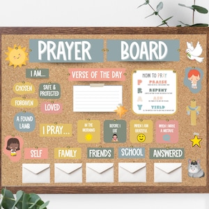 Kinder Gebetsboard Starter Kit | Gebetstafel Vorlage für Kinder, Gebetskarten, Christliche, Bibelarbeit, Boho, Neutral, Minimalist