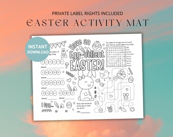 Easter Coloring Place Mat, Printable Activity for Kids, Fun Craft, Sunday School Coloring Page, Easter Fun