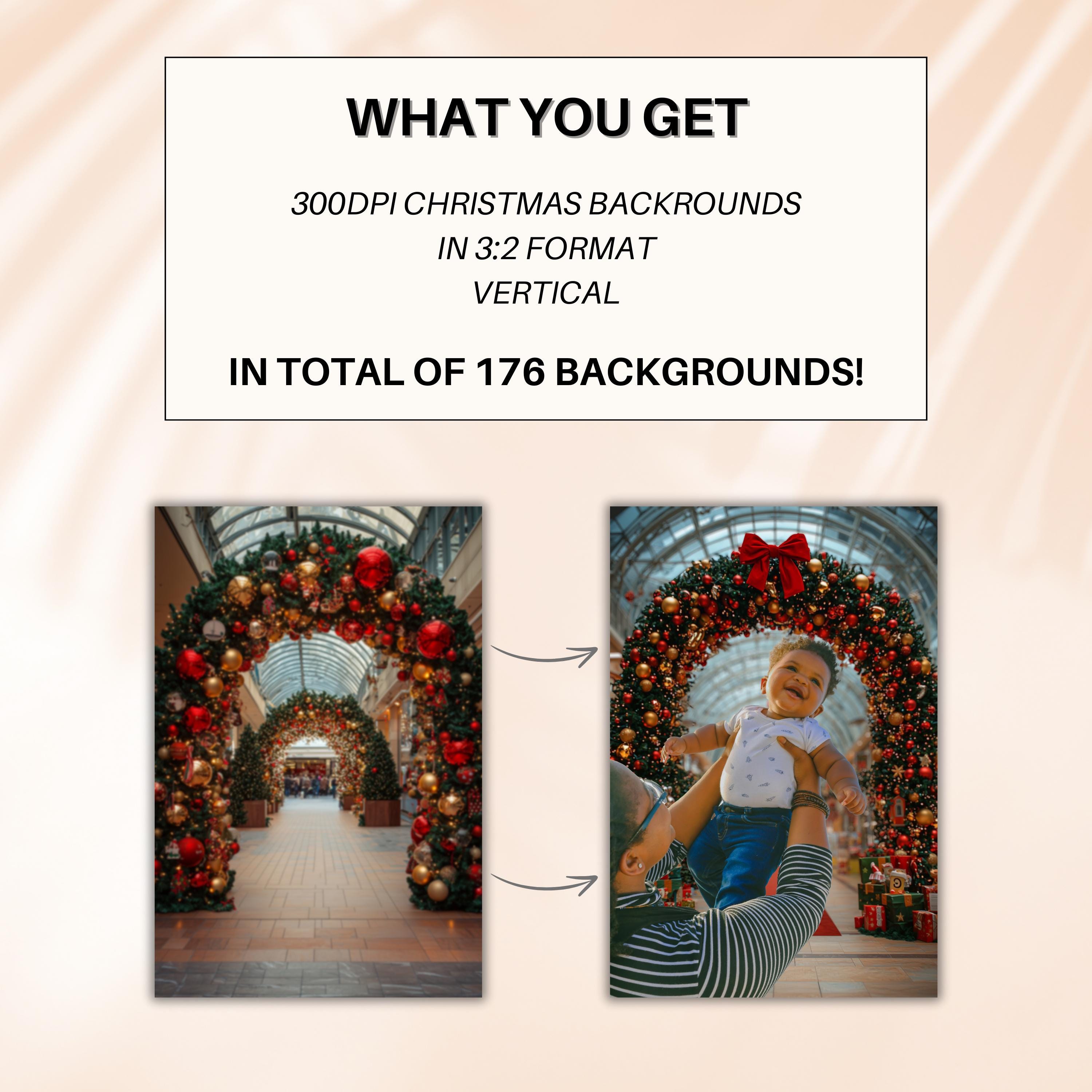 146 Christmas Digital Backdrops: Festive Holiday Photo Overlays (JPG ...