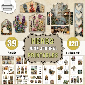 Journal Printables Herbs Journal DIY Kit Herbal Junk Journal Pages Folio Junk Journal Supplies Printable Herbs Papers Junk Journal Bundle