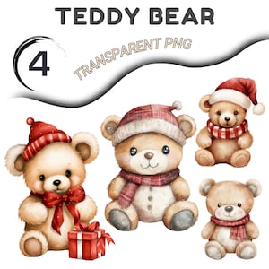 Ours en peluche de Noël Clipart graphique PNG Journal de Noël ours en peluche PNG Transparent Ours en peluche PNG Clipart Bundle de cliparts Noël