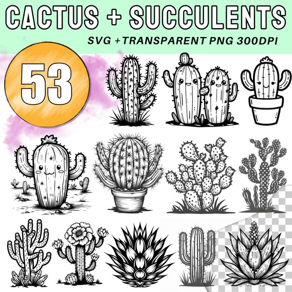 Succulent Plants SVG Cactus svg Bundle Cactus Flower svg Succulent Png Cactus Cricut svg Succulent Pot svg Plants svg  + Commercial use