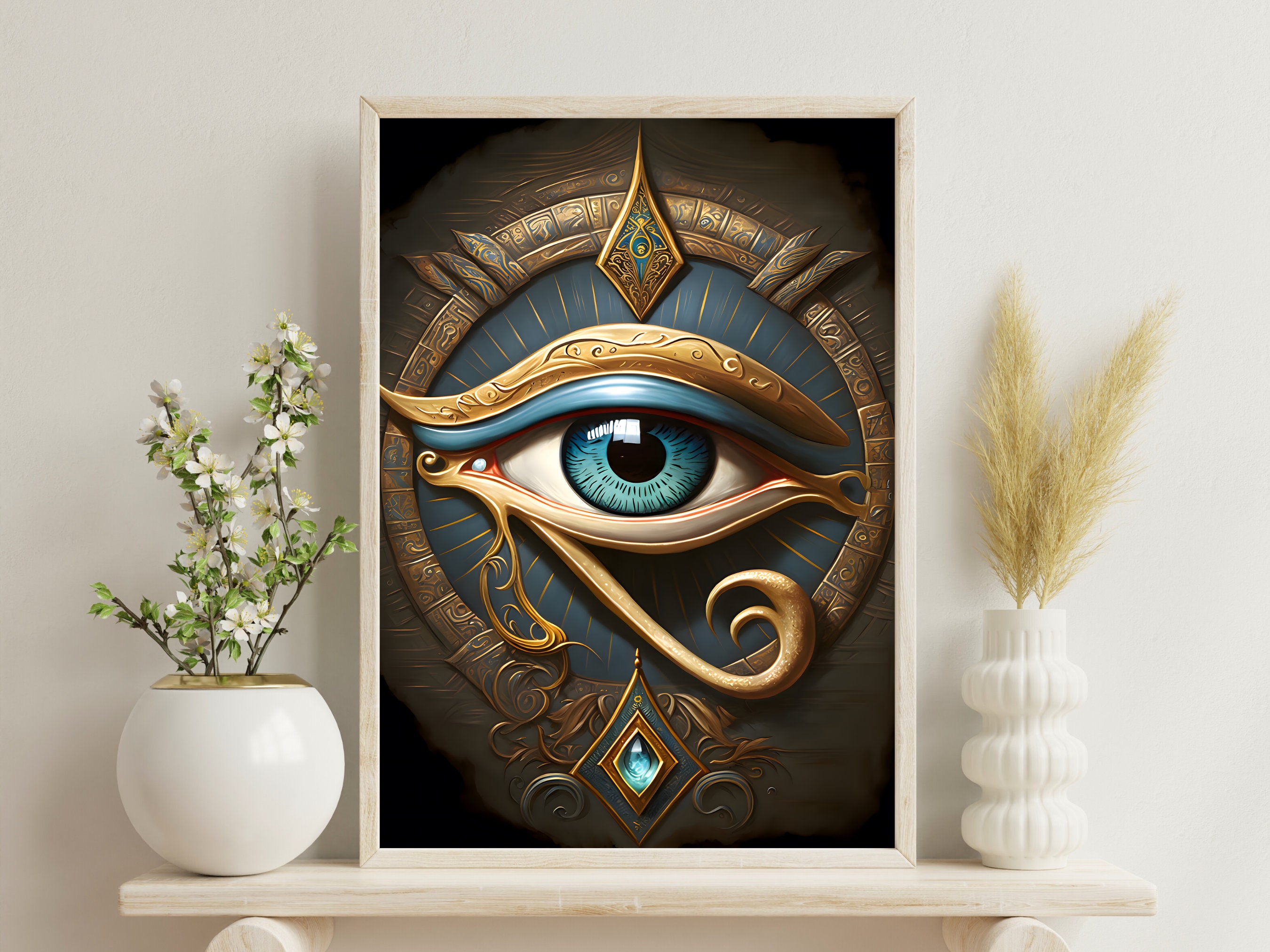 Egyptian Eye of Horus Wall Art Print Protective Symbolism for Home