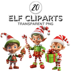 Weihnachten Elf PNG Cliparts, 3D Weihnachtself PNG, Niedliche Weihnachtscharaktere, Cliparts, Elf PNG Bundle, Transparente PNG, Cliparts, Weihnachts Bundle PNG