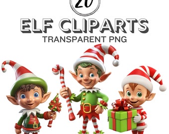 Elf PNG Clipart 3D Christmas Elf PNG Cute Christmas Character Cliparts Elf PNG Bundle Transparent png Cliparts Xmas bundle png