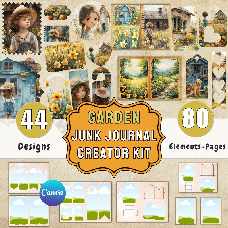 Garden Junk Journal Kit: DIY Printable Pages, Canva Templates (digital ...
