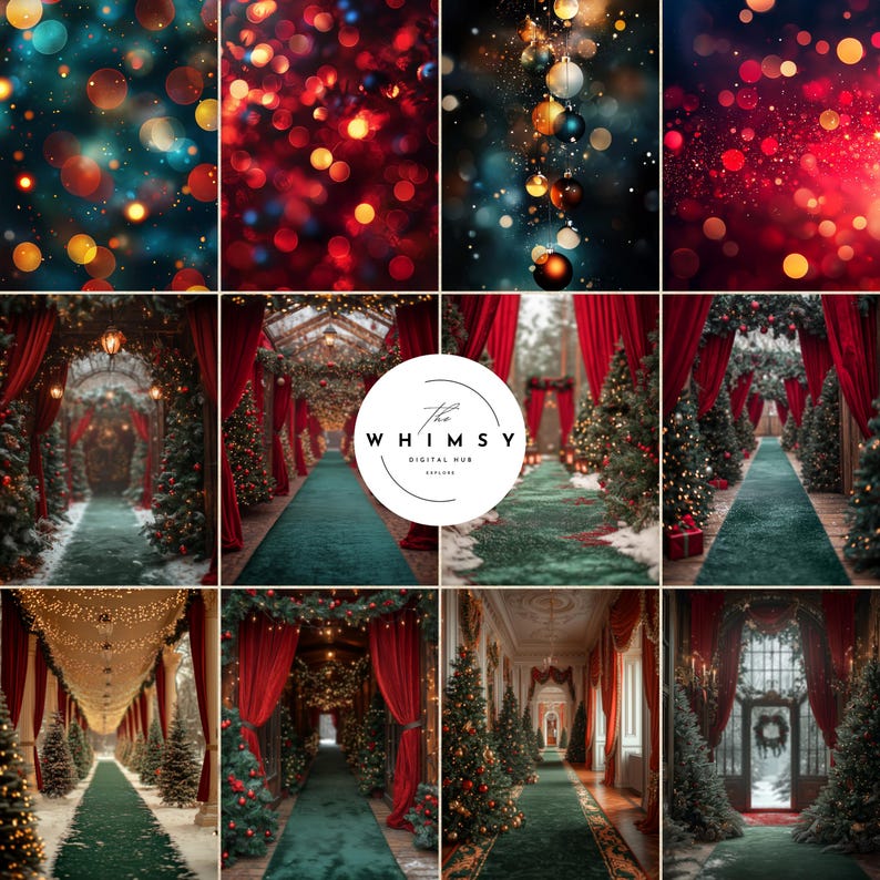 146 Christmas Digital Backdrops: Festive Holiday Photo Overlays (JPG ...