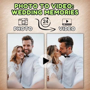 Wedding Photo to Video Animation Custom Animation from Photo Digital Art from Photo Animated Clip Unique Gift Idea Video Memories