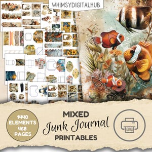 Junk Journal Printables Bundle Junk Journal Supplies Bundle Journal DIY Kit Junk Journal Pages Ephemera Printables Folio Printables Bundle