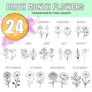 BirthMonth PNG Bundle Birth Month Svg Bundle Birth Flower Svg Flower Bouquet Svg Birth Month Flowers png Botanical svg + Commercial Licence