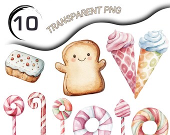 Christmas Candy Clipart: Sweets & Candy Canes, Transparent PNG (Digital Download)