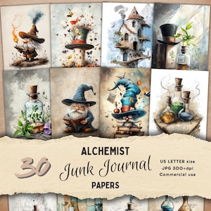 Documenti per diario di alchimia Pagine del diario dell'alchimista Kit per diario spazzatura dei sogni dell'alchimista Artigianato di carta shabby chic Diario del laboratorio dell'alchimista Scrapbooking