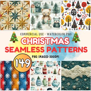 Christmas Digital Paper Christmas Seamless Patterns Paper Set Seamless Digital Scrapbook Paper Holiday Seamless Pattern Digital Paper
