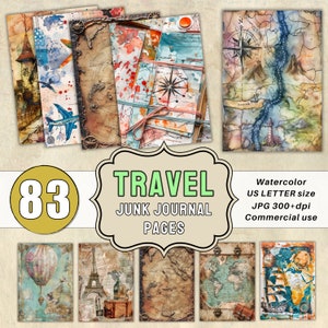 Junk Journal Pages Watercolor Travel Junk Journal Printables Vintage Latte Journal Pages Travel Journal Printables Junk Journal Papers Set