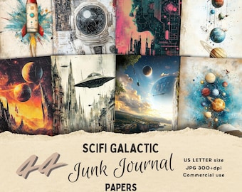 Sci-Fi Galactic Junk Journal Kit: Space Scrapbook Paper (Digital Download)
