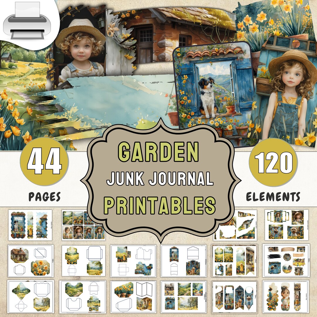 Garden Junk Journal Printables: DIY Kit With 120+ Elements (digital ...