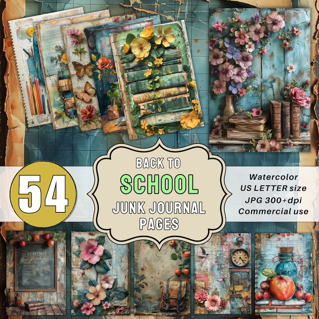 Vintage School Junk Journal Pages: 54 Back to School Printables ...