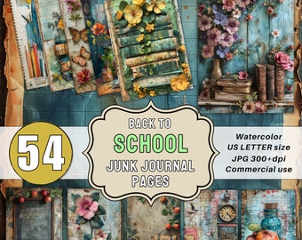Vintage School Junk Journal Pages: 54 Back to School Printables (Digital Download)