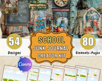 Kit para Diário de Arte Escolar: 54 Páginas Imprimíveis, Enfeites (Canva)