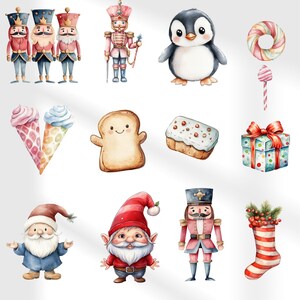 Watercolor Cute Christmas Clipart Bundle Cute Santa Watercolor Graphics ...