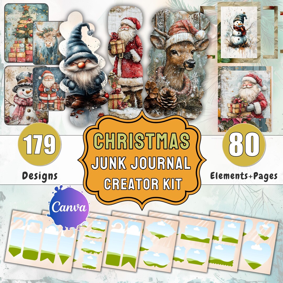 Christmas Junk Journal Kit: Printable Canva Templates (digital Download ...