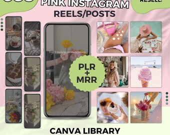 Pink Faceless Instagram Reels & Posts | MRR PLR Canva Templates