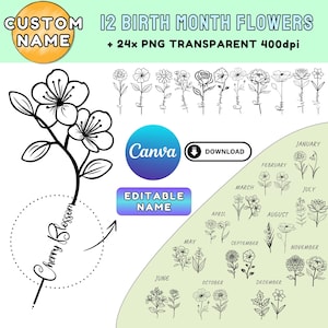 Custom Birth Flower png Bundle