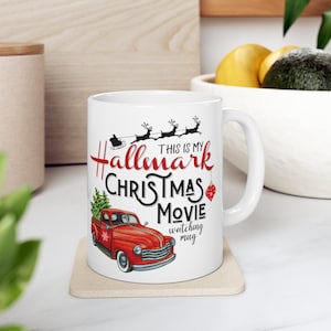 Hallmark Christmas Coffee Cup | Christmas Truck | Red Truck | Movie Watching Mug | Holiday Coffee Mug | Secret Santa Gift