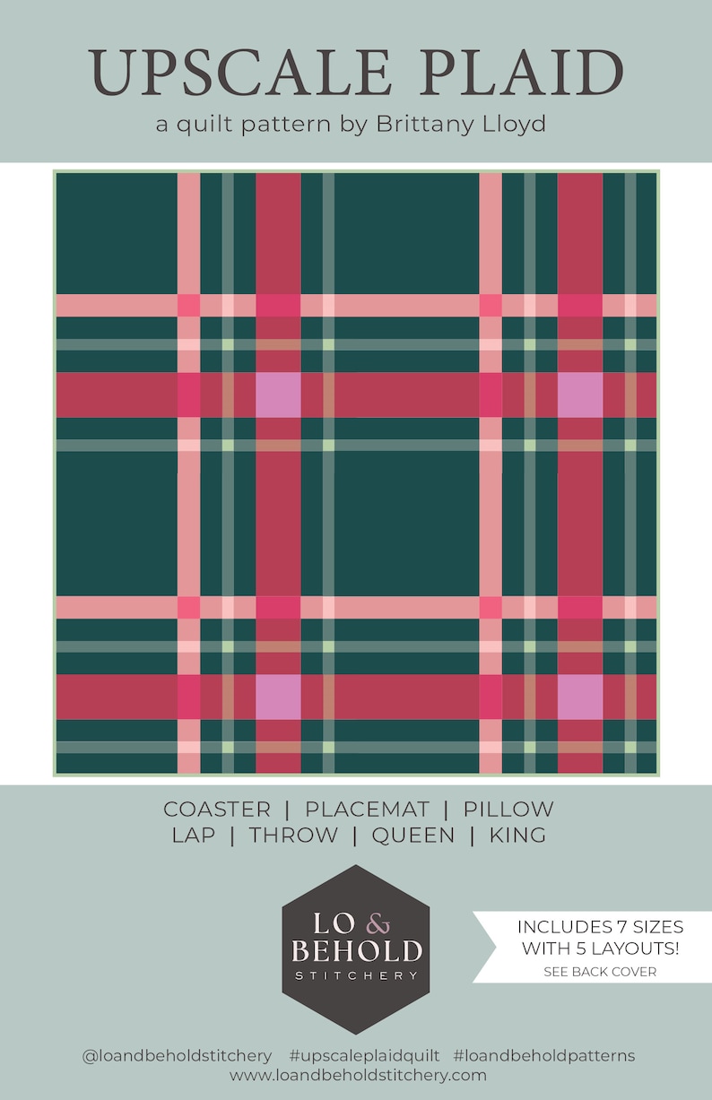 Upscale Plaid Quilt Pattern by Lo & Behold Stitchery PAPER Pattern, Christmas Quilt Pattern, Modern Quilt Pattern image 2