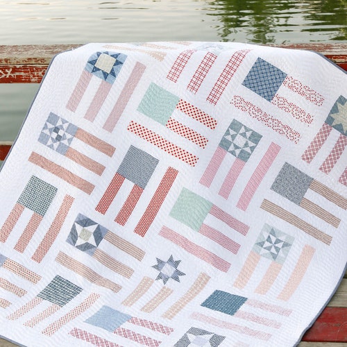 Fly the Flag Quilt Pattern by Amy Smart Diary of a Quilter - PAPER Pattern July 4th Patriotic American Flag Quilt Pattern