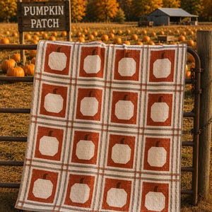 Plaid Patch Quilt Pattern by Punkinhead Fabric - Pumpkin Plaid Fall Autumn Halloween Quilt PDF Pattern Beginner Friendly