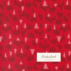 Cozy Wonderland Christmas Tree Berry Red White Fancy That Design House Moda Retro Vintage Holiday Cotton Quilting Fabric by the yard