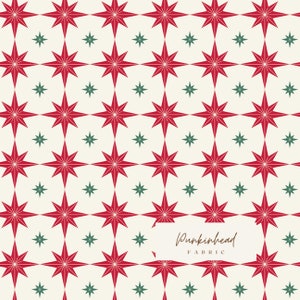 Merry Little Christmas Cream White Starbursts by My Mind&#39;s Eye for Riley Blake Holiday Cotton Quilting Fabric by the Yard