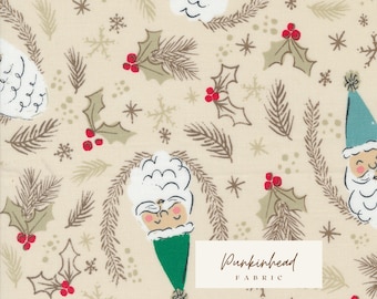 Cozy Wonderland Santa Natural White Cream by Fancy That Design House for Moda Retro Vintage Christmas Holiday Cotton Quilting Fabric by yard