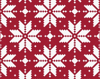 Knitted Star Quilt Kit Red and White by Lo & Behold Stitchery - PAPER Pattern Christmas Sweater Modern Quilt Pattern