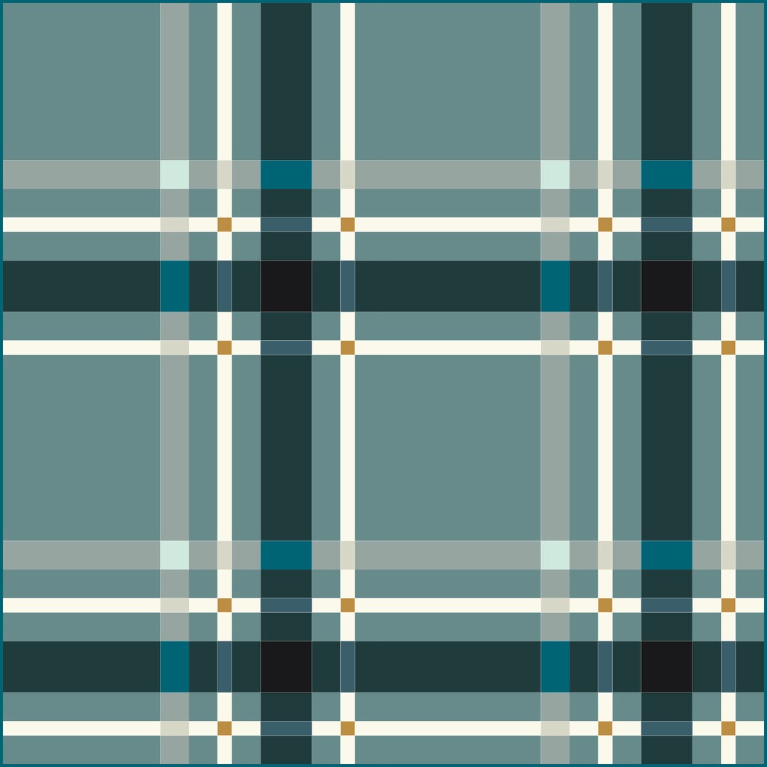 Upscale Plaid Blue Green Quilt Kit by Lo & Behold Stitchery Paper