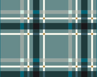 Upscale Plaid Blue Green Quilt Kit by Lo & Behold Stitchery Paper Pattern, Modern Quilt Pattern